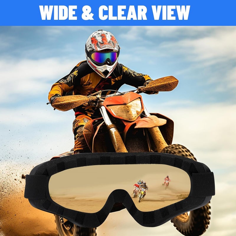 4-FQ Motorcycle Motocross Goggles 2 Pack With Neck Gaiter, ATV Dirt Bike Riding Bike Goggles MX UTV MTB Windproof Glasses UV400 Dustproof for Adult Youth Kids(Pink) - Image 3